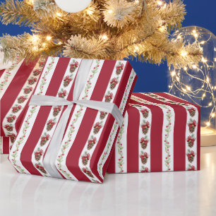 Rote Retro-Streifen vintage Weihnachtsgeschenkverp Geschenkpapier
