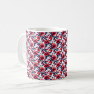 Rote Retro Süße Vintage Elegante Chic Blume Kaffeetasse