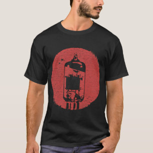 Rote Retro-Vakuumröhre mit abgenutztem Effekt T-Shirt