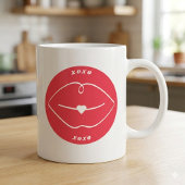 Rote Retro-XOXO-Lippen Valentinstag Runder Aufkleber