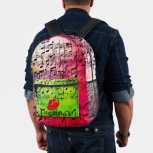 Rote Rhapsodie: Musik-Inspiriertes Design im Trend Bedruckter Rucksack