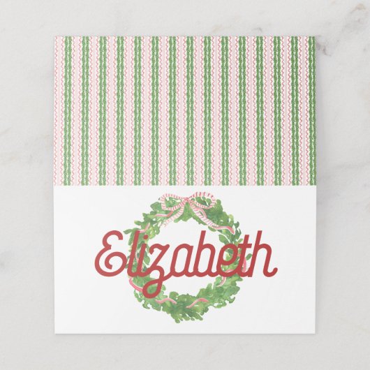 Rote Ribbon-Wreath-Platzkarte Platzkarte (Außenseite Aufgefaltet)