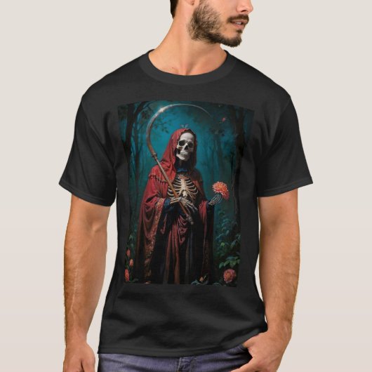 Rote Robe Santa Muerte T-Shirt (Vorderseite)
