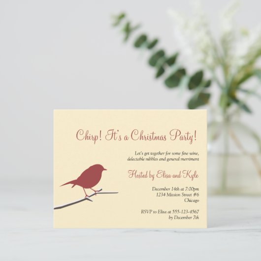 Rote Robe Vogel Farm Weihnachtsfeier Einladung (Stehend Vorderseite)