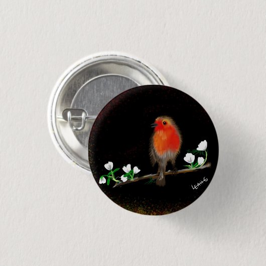 Rote Robin Abzeichen und Buttone, Originalkunst ze Button (Vorne & Hinten)