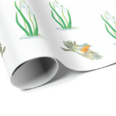 Rote Robin Birds and Snowdrops, Galanthus nivalis Geschenkpapier (Rolleneckpunkt)