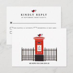 Rote Robin Postbox Hochzeit RSVP Karte