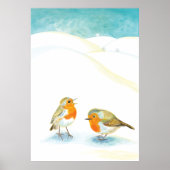 Rote Robinen im Winter Poster (Vorne)