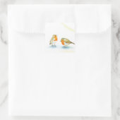 Rote Robinen im Winter-Rechtecksticker Quadratischer Aufkleber (Tasche)