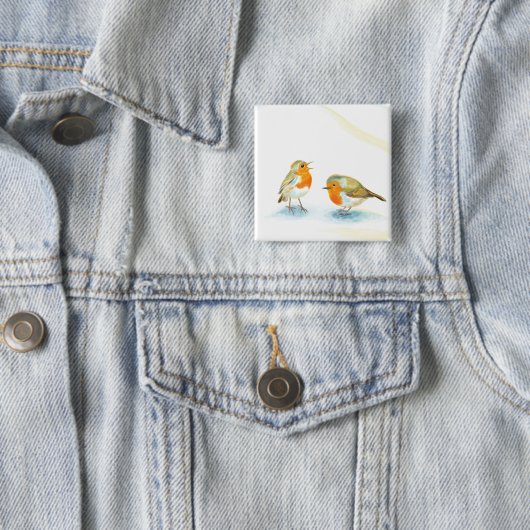 Rote Robins im Winter Button (Beispiel)