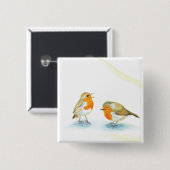 Rote Robins im Winter Button (Vorne & Hinten)