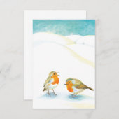 Rote Robins im Winter Dankeskarte (Vorne/Hinten)
