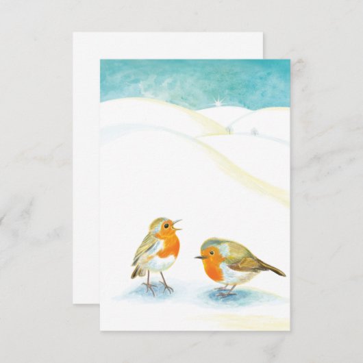 Rote Robins im Winter Dankeskarte (Vorne/Hinten)