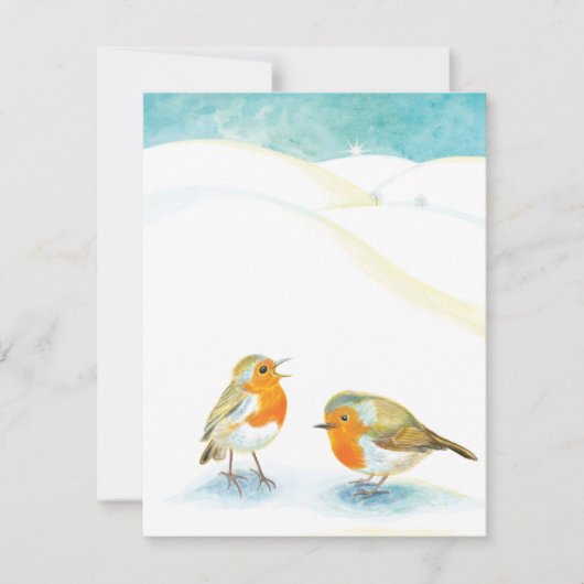 Rote Robins im Winter Feiertagskarte (Vorderseite)