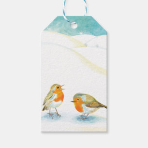 Rote Robins im Winter Geschenkanhänger