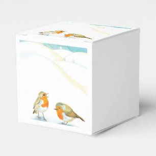 Rote Robins im Winter Geschenkschachtel