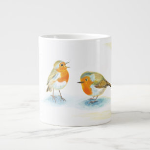 Rote Robins im Winter Jumbo-Tasse