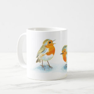 Rote Robins im Winter Kaffeetasse