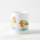 Rote Robins im Winter Kaffeetasse (Mittel)