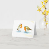 Rote Robins im Winter Karte (Gelbe Blume)