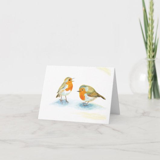 Rote Robins im Winter Karte (Vorderseite)