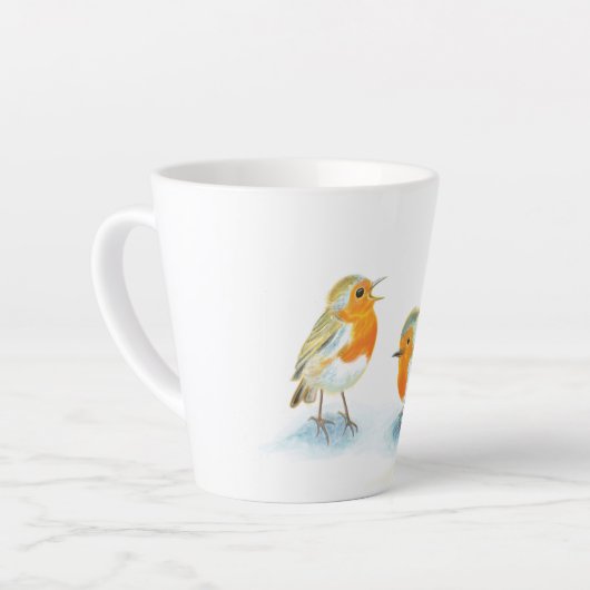 Rote Robins im Winter klein Milchtasse (Linke Ecke)