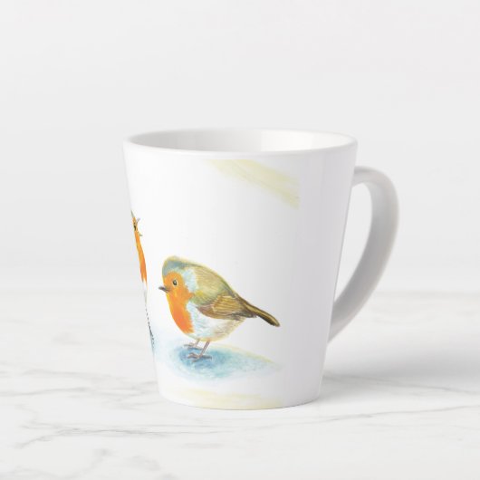 Rote Robins im Winter klein Milchtasse (Rechte Ecke)
