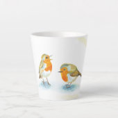 Rote Robins im Winter klein Milchtasse (Vorderseite)
