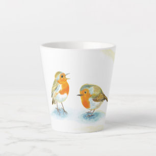 Rote Robins im Winter klein Milchtasse
