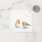 Rote Robins im Winter Mitteilungskarte (Vorderseite/Rückseite Beispiel)