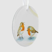 Rote Robins im Winter Ornament (Vorderseite)