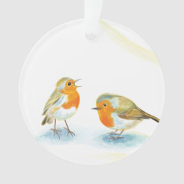 Rote Robins im Winter Ornament
