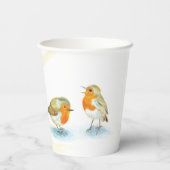 Rote Robins im Winter Pappbecher (Rückseite)