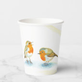 Rote Robins im Winter Pappbecher (Vorderseite)