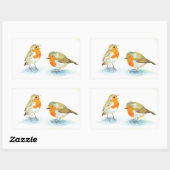Rote Robins im Winter Rechteckiger Aufkleber (Blatt)