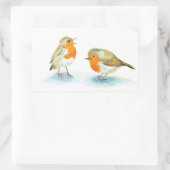 Rote Robins im Winter Rechteckiger Aufkleber (Tasche)