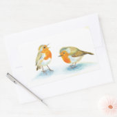 Rote Robins im Winter Rechteckiger Aufkleber (Umschlag)