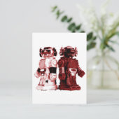 rote Roboterpostkarte Postkarte (Stehend Vorderseite)