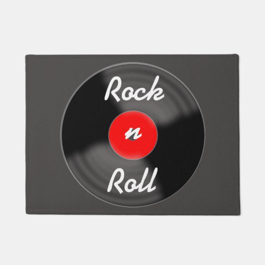 Rote Rock N Roll Schallplatten Fußmatte (Vorderseite)
