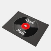 Rote Rock N Roll Schallplatten Fußmatte (Schrägansicht)