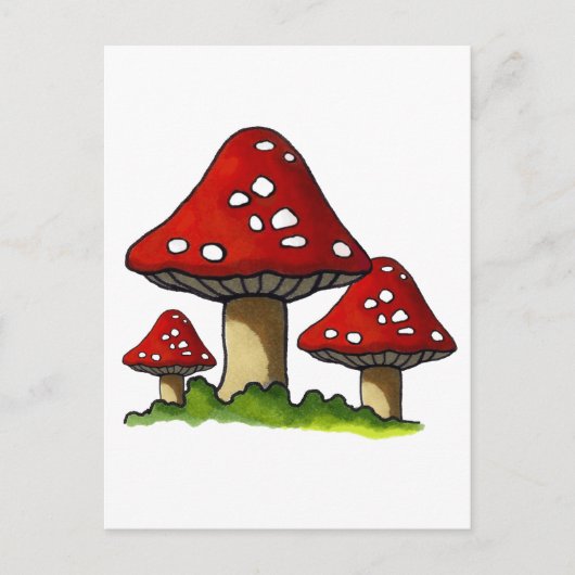 Rote Rollstühle, Pilz: Freehand Art Postkarte (Vorderseite)
