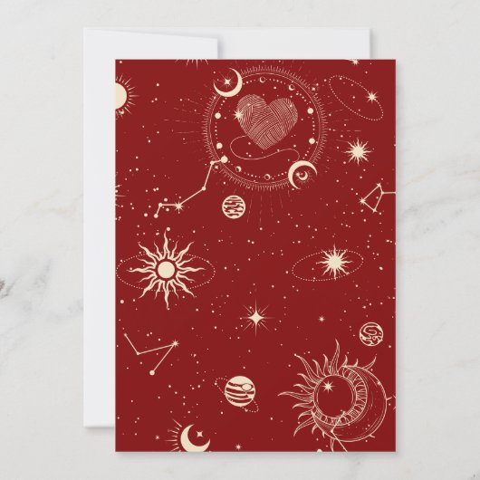 Rote Romantik Tarot boho Moon Abschluss Einladung (Rückseite)