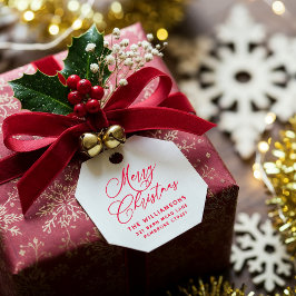 Rote Romantische Frohe Weihnachts-Script-Rücksende Permastempel