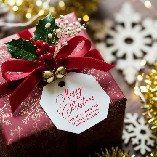 Rote Romantische Frohe Weihnachts-Script-Rücksende Permastempel