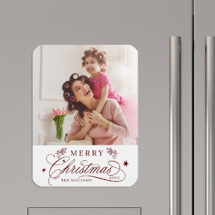 Rote Romantische Kalligrafie Frohe Weihnachten Fot Magnet