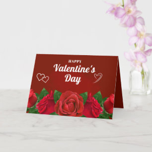 Rote Romantische Rosen Schöne Herzen Valentinstag Karte