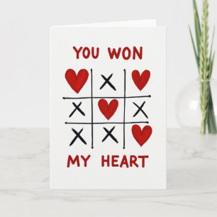 Rote Romantische Tic-Tac-Toe-Karte Karte