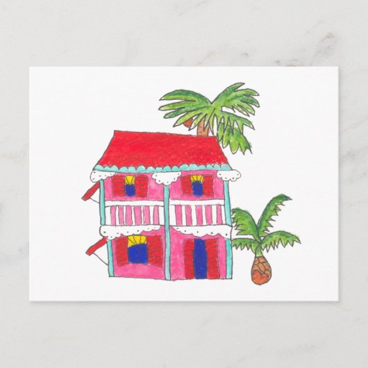 Rote Roof House Postcard Postkarte (Vorderseite)
