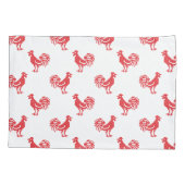 Rote Rooster-Muster Kissenbezug (Rückseite)