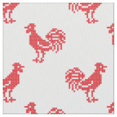 Rote Rooster-Muster Stoff (Nahaufnahme)